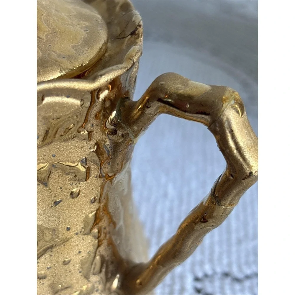 Vintage Old Money Dixon Art Studio Weeping Gold Tea Set 22 KT. Gold.collectable.